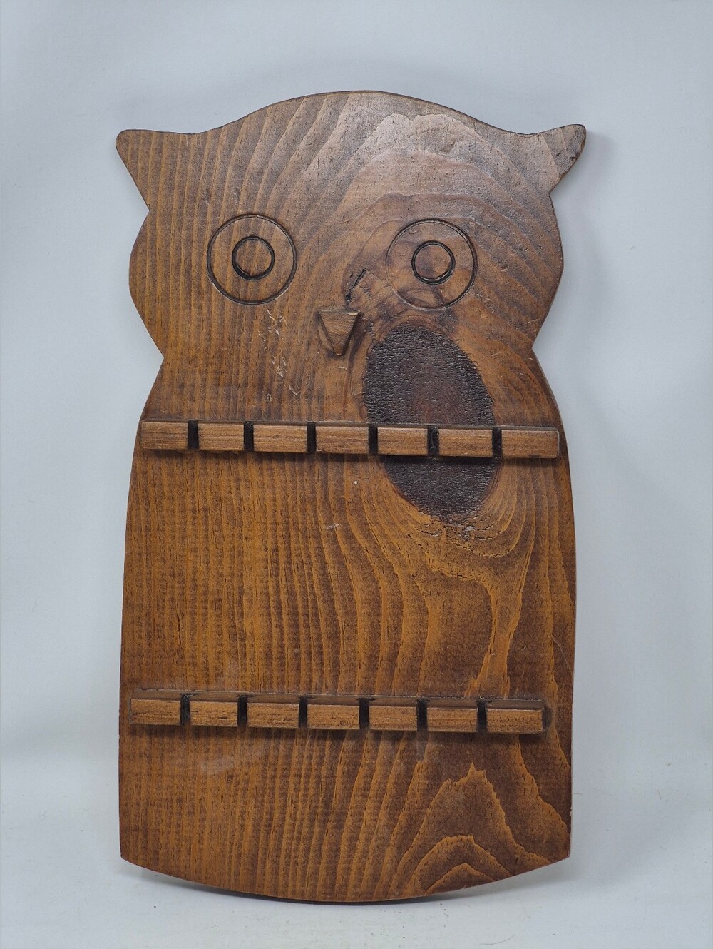 Wooden Owl Shaped Wall Mount Spoon Display/Jewlery Holder
